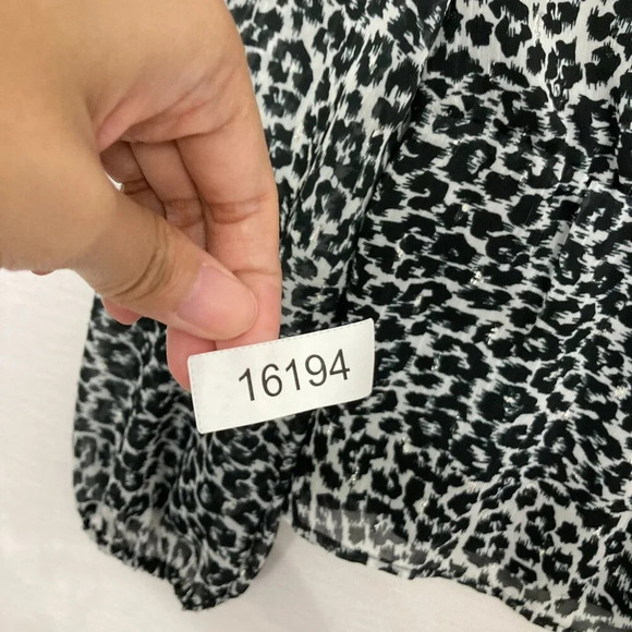 The Kooples Black Gray Leopard Print Wrap Long Sleeve Top Small - Picture 10 of 10